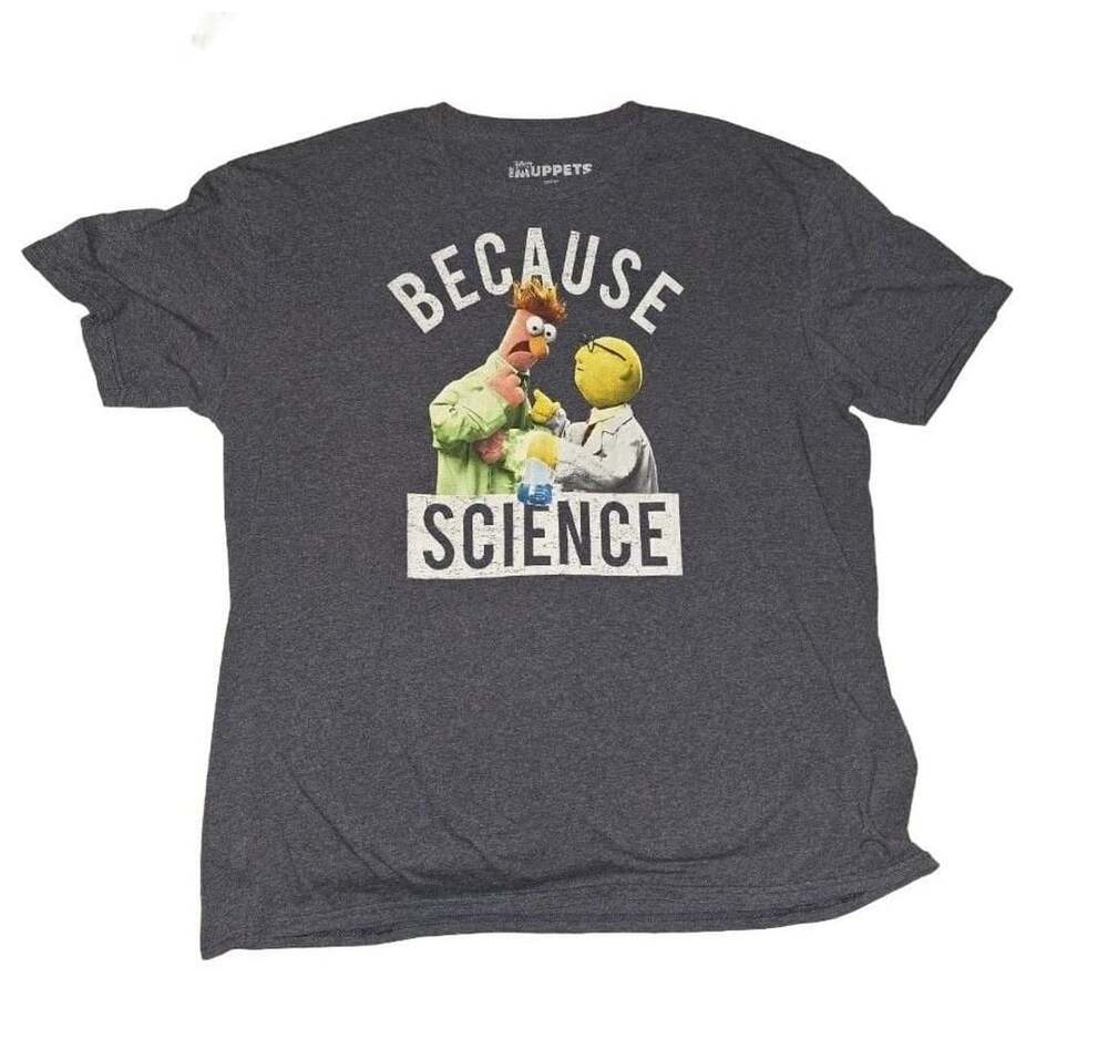 Disney The Muppets Because Science Beaker T-Shirt Size XL Blue